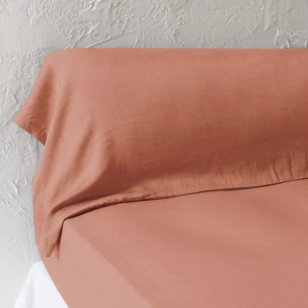 Pudebetr�k til bolster lyocell Tencel� vasket (27 x 185 cm) Olivia Terracotta