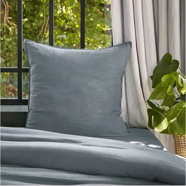 Funda de almohada cuadrada lyocell Tencel� lavado (63 x 63 cm) Olivia Azul piedra