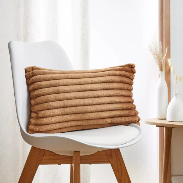 Housse de coussin rectangulaire flanelle (30 x 50 cm) Dune Camel