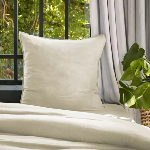 Federa per cuscino letto quadrata in lyocell Tencel lavato (63 x 63 cm) Olivia Beige pampa