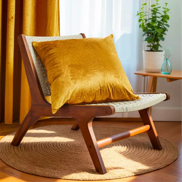 Coj�n cuadrado terciopelo (60 x 60 cm) Fern Amarillo ocre