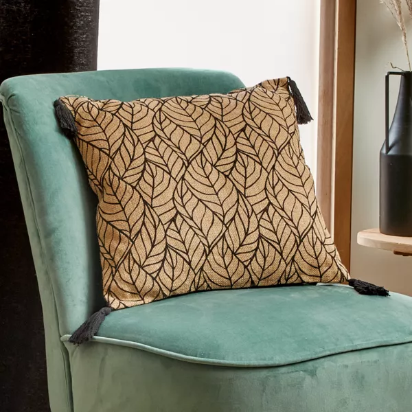 Coussin carr� coton et jute (40 x 40 cm) Nama Noir