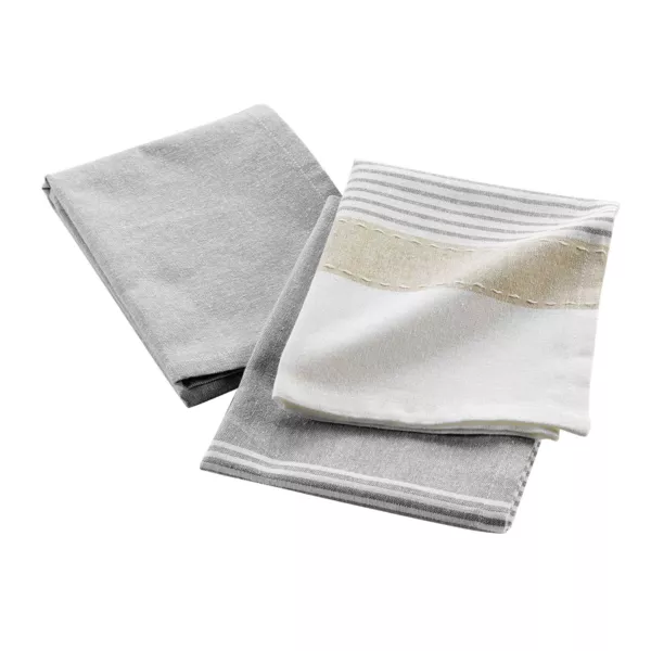 Lote de 2 pa�os de cocina de algod�n tejido (50 x 70 cm) Il�ada Blanco