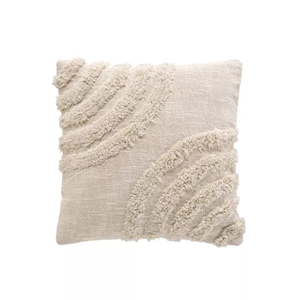 Funda de cojín cuadrada de tela de algodón tapizado (40 x 40 cm) Silio Beige