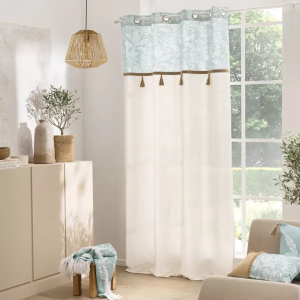 Rideau polycoton (140 x 240 cm) Hera Bleu