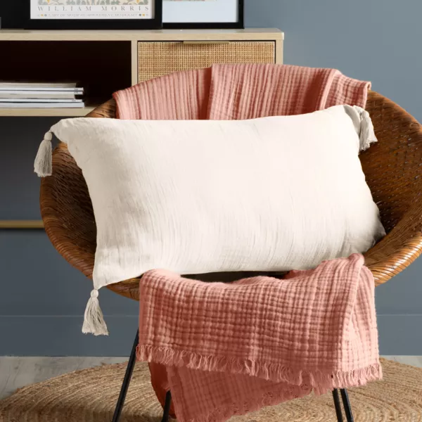 Coussin rectangulaire gaze de coton (40 x 60 cm) Ga�a Beige pampa