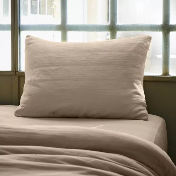 Funda de almohada rectangular de gasa de algodón (50 x 80 cm) Gaïa Marrón cuerda