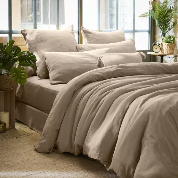 Housse de couette gaze de coton (240 x 220 cm) Ga�a Ficelle