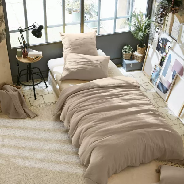 Housse de couette gaze de coton (140 x 200 cm) Ga�a Ficelle