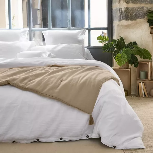 Camino de cama edred�n de gasa de algod�n (150 x 150 cm) Ga�a Marr�n cuerda