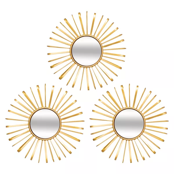 Lot de 3 miroirs muraux m�tal (D 24 cm) Warren Or