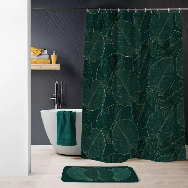 Rideau de douche � anneaux (180 x 200 cm) Jade Vert