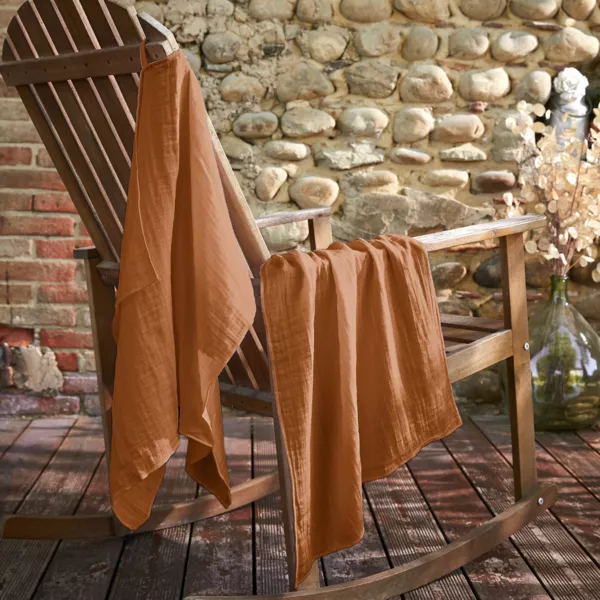 2er Set Musselin-Geschirrt�cher (50 x 70 cm) Ga�a Aprikosenfarben