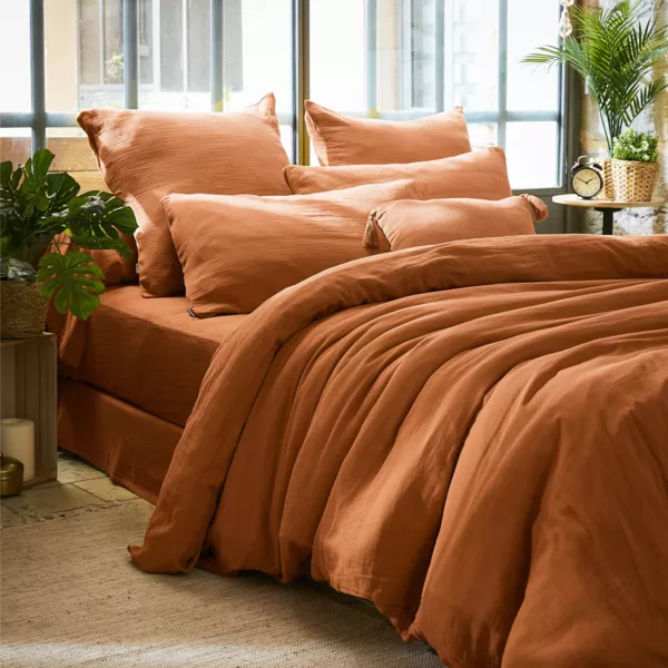 Housse de couette gaze de coton (240 x 220 cm) Ga�a Abricot