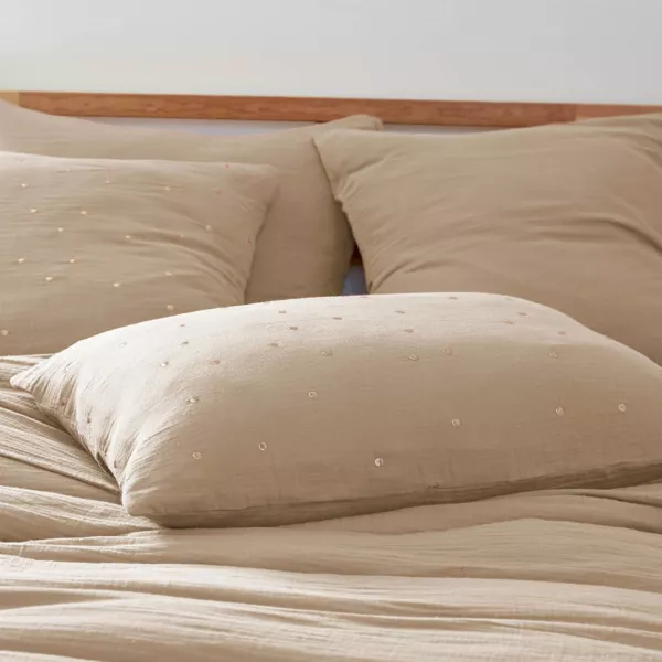 Taie d'oreiller rectangulaire gaze de coton (50 x 70 cm) Ga�a Chic Ficelle