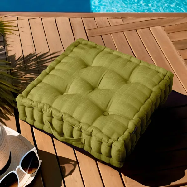 Coussin de sol ext�rieur capitonn� (50 x 50 cm) Sunset Vert olive 