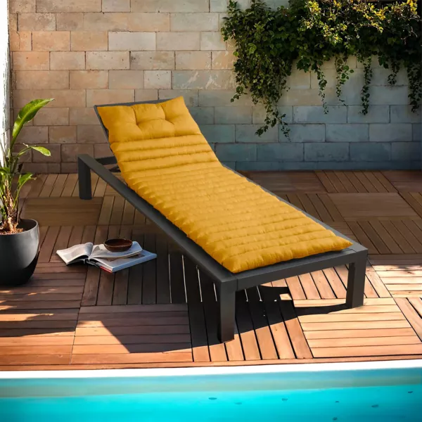 Cuscino per lettino prendisole trapuntato (180 x 60 cm) Giallo senape