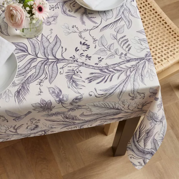 Mantel rectangular de algod�n revestido (150 x 350 cm) Colibri Gris