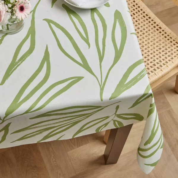 Nappe rectangulaire coton enduit (150 x 350 cm) Galice Vert eucalyptus