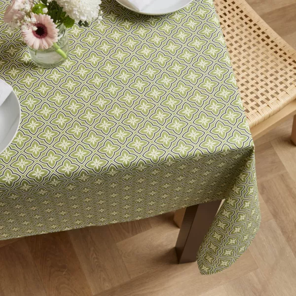 Tischdecke rechteckig Baumwolle beschichtet (150 x 350 cm) Gloria Gr�n