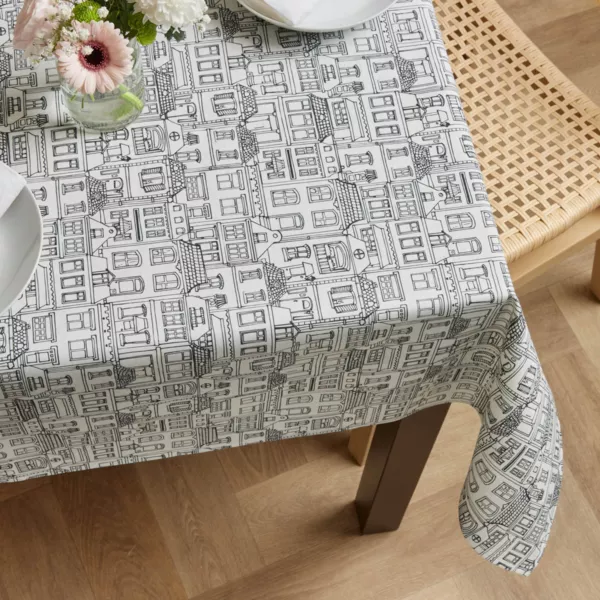 Tischdecke rechteckig Baumwolle beschichtet (150 x 250 cm) Home Grau