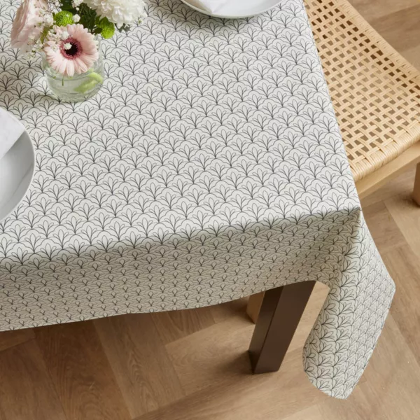 Rektangulært dækketøj i belagt bomuld (150 x 350 cm) Clara Grå