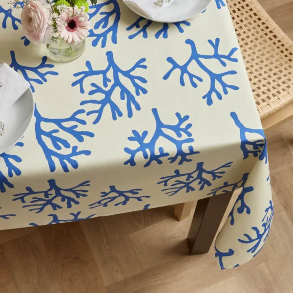 Tovaglia rettangolare cotone antimacchia (150 x 250 cm) Moorea Blu