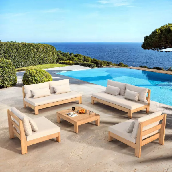 Loungeset van acaciahout 8 zitplaatsen 5-delig Born�o Zand