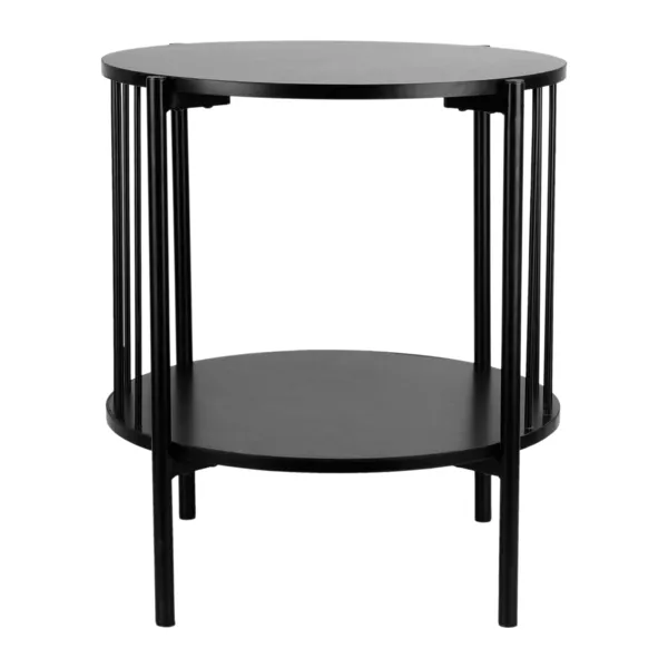 Nachtkastje van metaal en hout (H45 cm) Octave Zwart