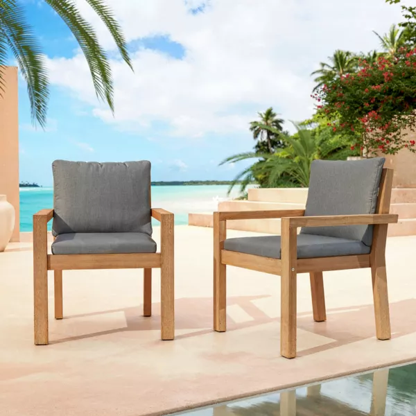 Lote de 2 sillones apilables de jard�n en madera de acacia Born�o Gris antracita