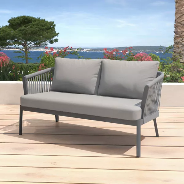 Gartensofa aus Aluminium 2 PlÃ¤tze Amalfi Anthrazitgrau