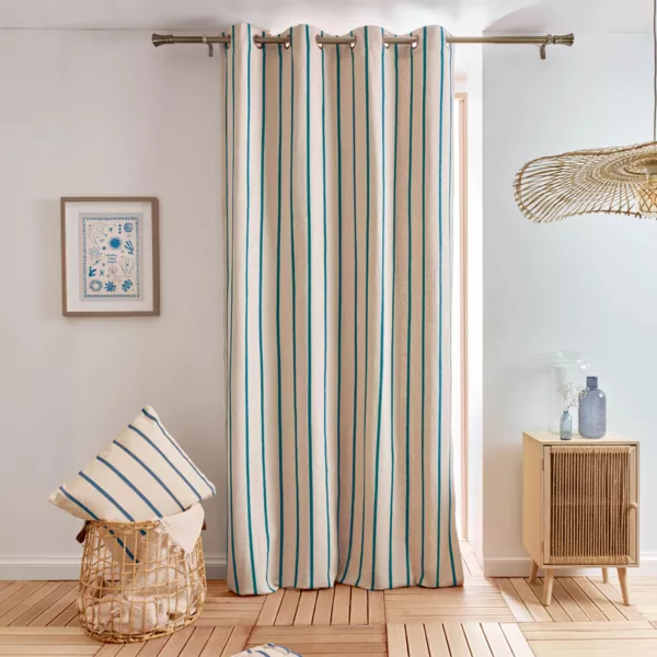 Rideau toile de coton (135 x 260 cm) Ocealys Bleu marine