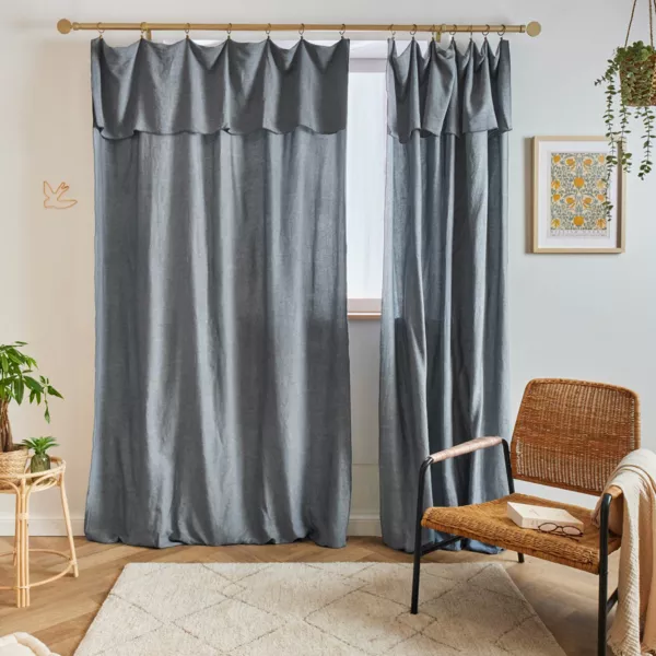 Rideau lyocell Tencel� ajustable (140 x max 270 cm) Olivia Bleu stone