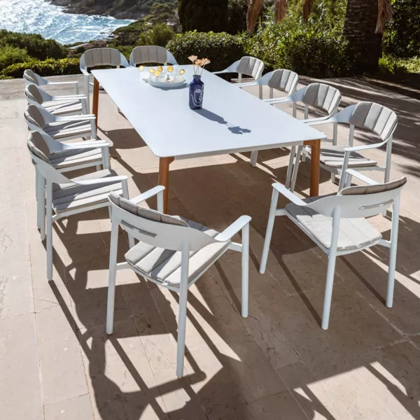 Table de jardin rectangulaire en aluminium 10 places (240 x 120 cm) Monte Carlo Blanc