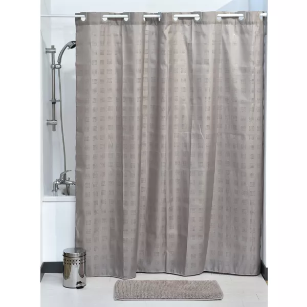 Rideau de douche avec �illets integr�s (180 x 200 cm) Carr�s Taupe