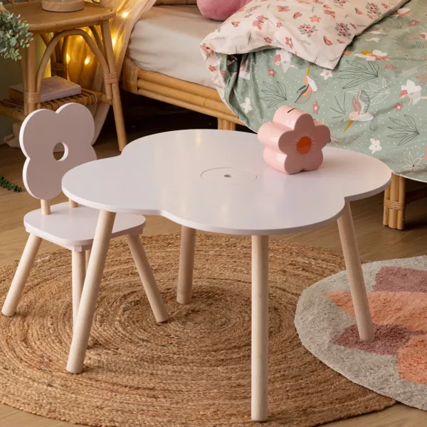 Table enfant bois (40 cm) Douceur Fleur Rose