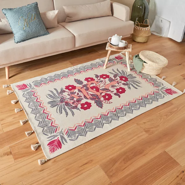 Rechteckiger Wohnzimmerteppich Baumwolle (170 x 120 cm) Wild Mehrfarbig