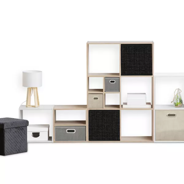 Opbergmand (31 x 31 cm) Zwart Tweed