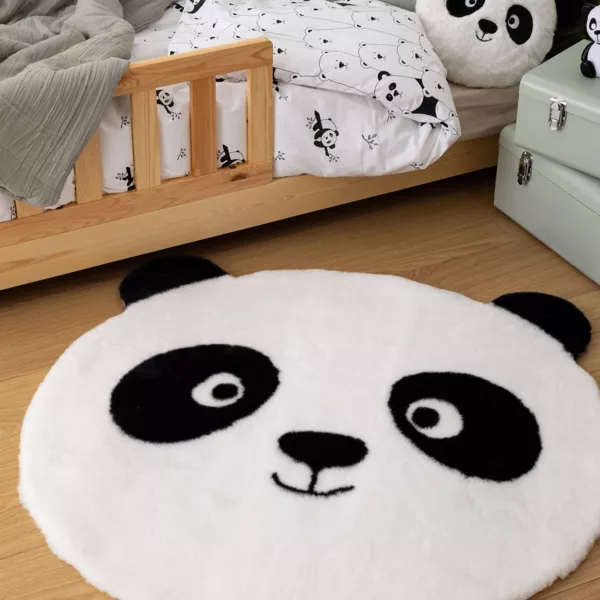 Børnetæppe med skridsikker bund (100 cm) Panda Hvid