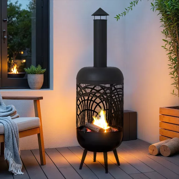 Braciere caminetto da esterno (D40 x H139 cm) Caldera Nero