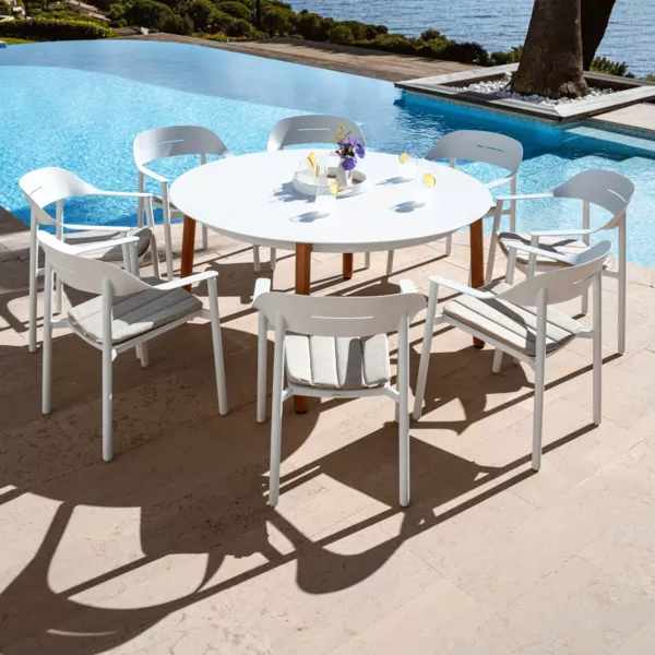 Table de jardin ronde en aluminium 8 places (D149 cm) Monte Carlo Blanc