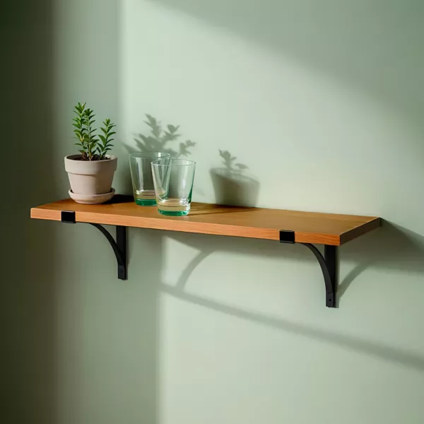 Estanter�a de pared en madera y metal (60 cm) Factory Negro y natural