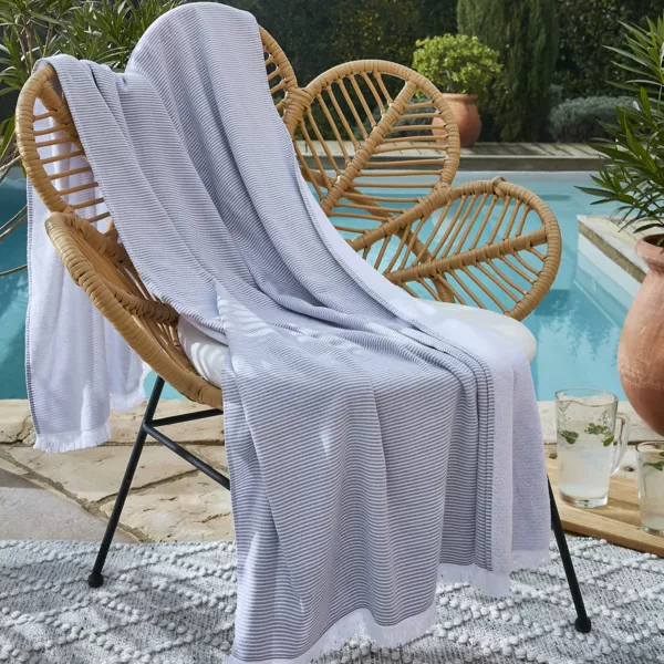 Fouta coton et �ponge (95 x 180 cm) Na�l Gris galet