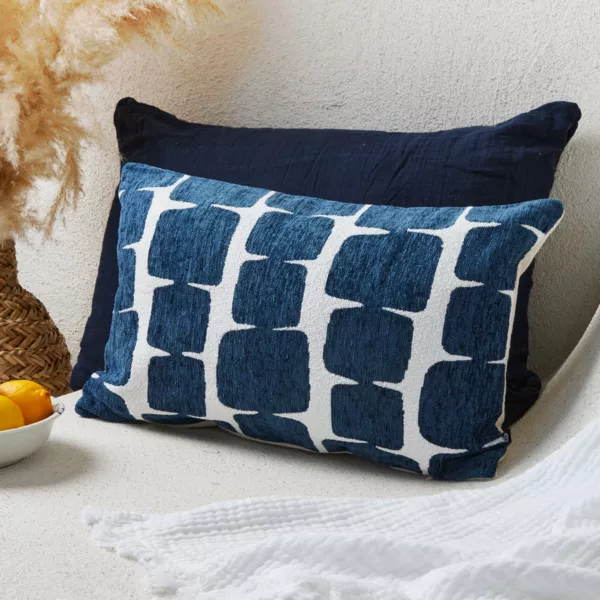 Housse de coussin rectangulaire (30 x 50 cm) Jeni Bleue