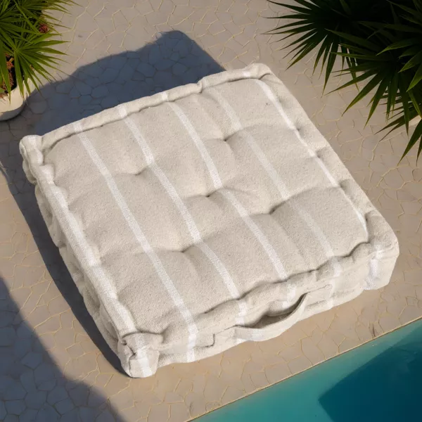 Coj�n de suelo exterior de tela de algod�n (45 x 45 cm) Ocealys Blanco