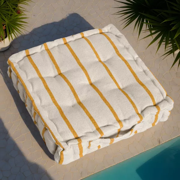 Cuscino da pavimento esterno tela di cotone (45 x 45 cm) Ocealys Giallo senape