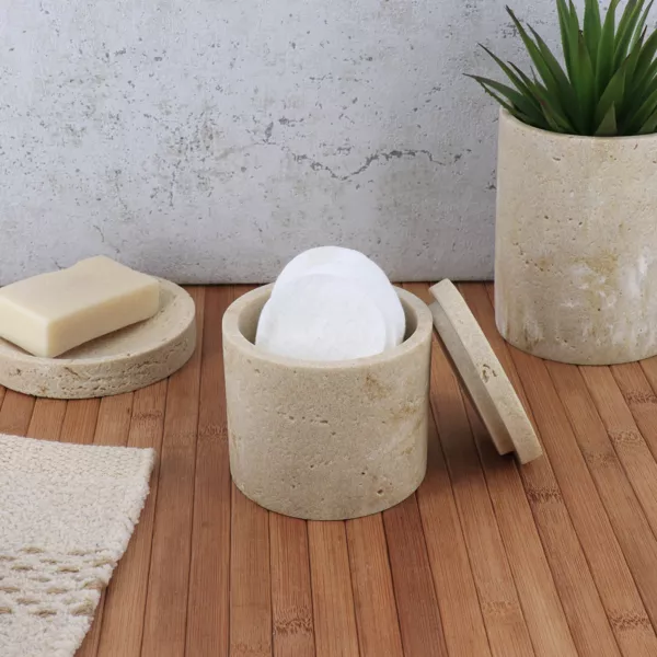 Wattepads-Dose Travertin Naturfarben