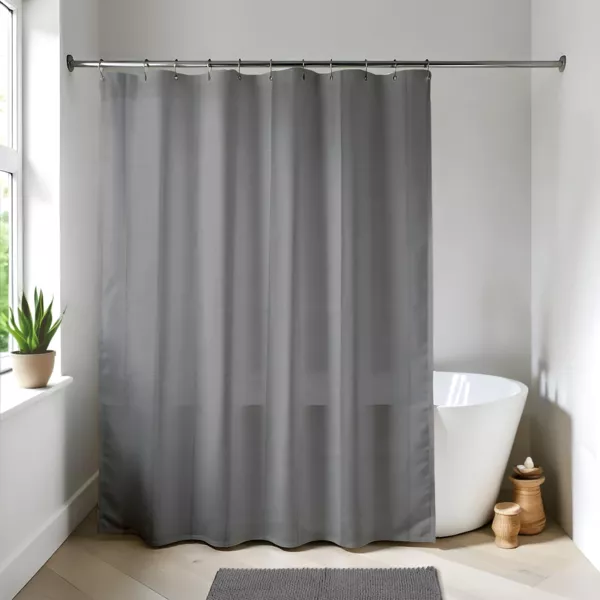 Cortina de ducha con anillas (180 x 200 cm) Uni Gris granito