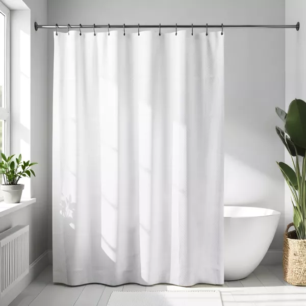 Douchegordijn met ringen (180 x 200 cm) Diamanten Wit