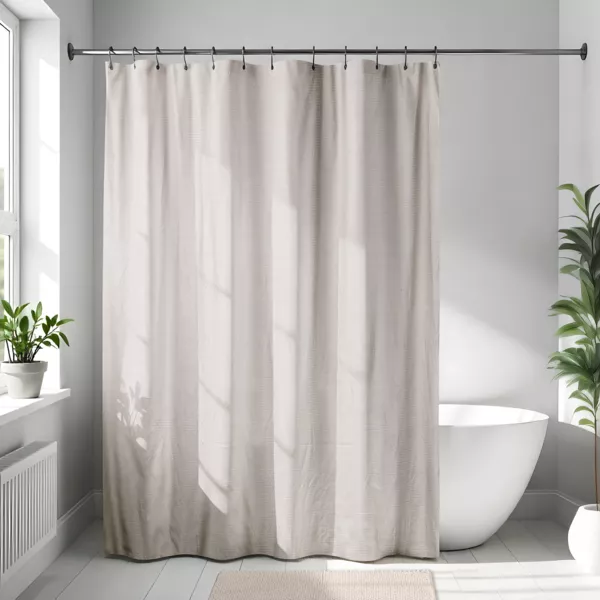 Cortina de ducha de microfibra (180 x 200 cm) Gofrado Beige
